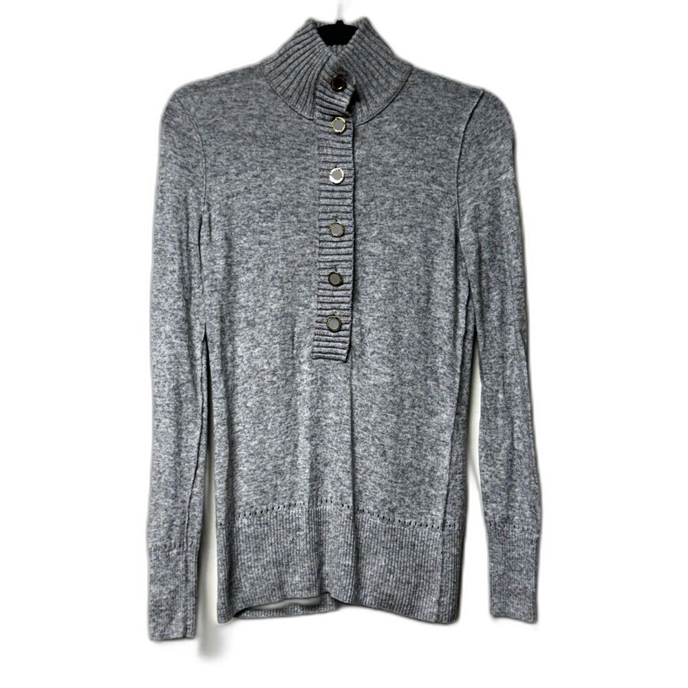 TORY BURCH Giselle Rib-Trim Cashmere Blend Mock Neck Sweater, Sz XS